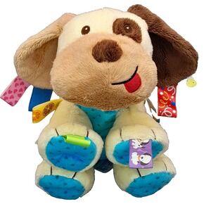 Taggies Yellow Puppy Dog Baby Lovey Security Blanket Rattle 10" Plush Toy